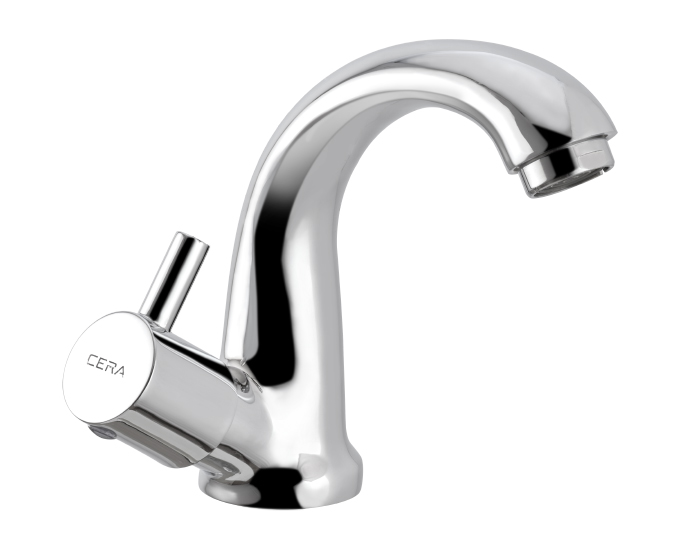 F2002104 CERA GARNET PILLAR COCK SWAN NECK LEFT